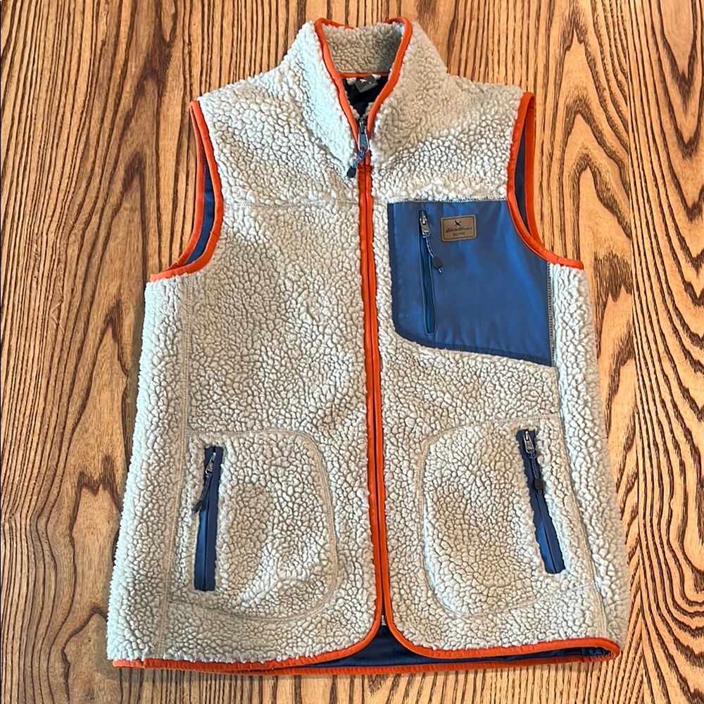 Eddie Bauer Fleece Vest with Blue and Orange Accents